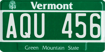 VT license plate AQU456