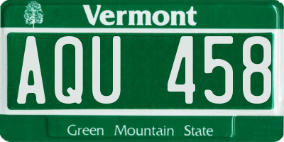 VT license plate AQU458
