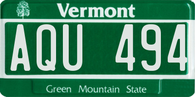 VT license plate AQU494