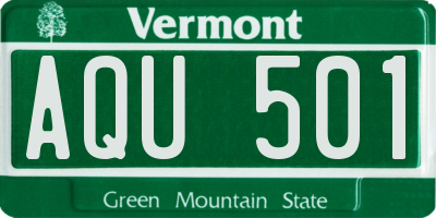 VT license plate AQU501