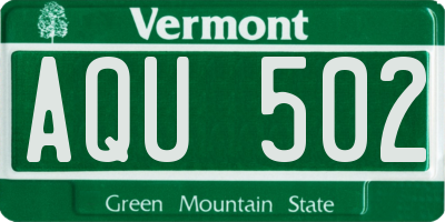 VT license plate AQU502