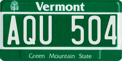 VT license plate AQU504