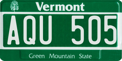 VT license plate AQU505