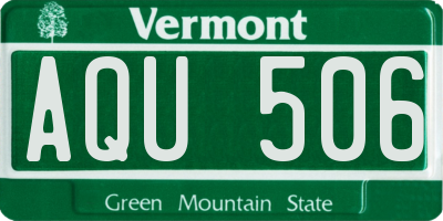 VT license plate AQU506