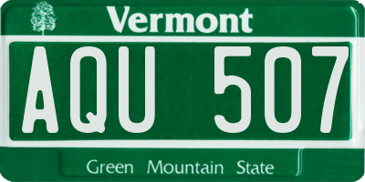 VT license plate AQU507