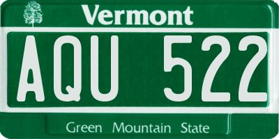 VT license plate AQU522