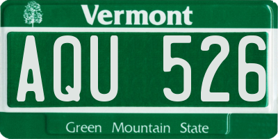 VT license plate AQU526