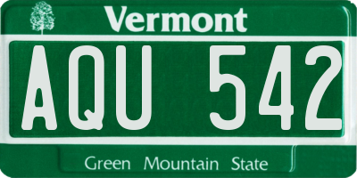 VT license plate AQU542