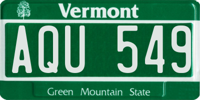 VT license plate AQU549