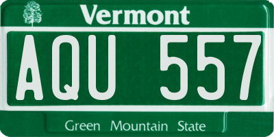 VT license plate AQU557