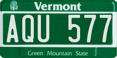 VT license plate AQU577