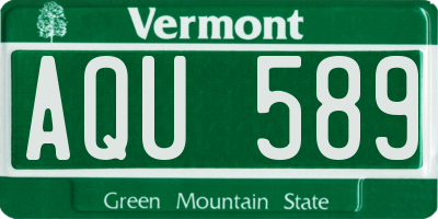 VT license plate AQU589