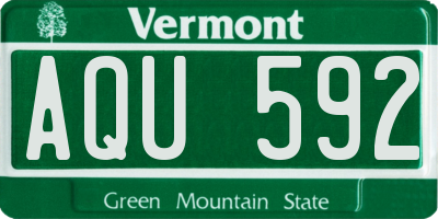VT license plate AQU592