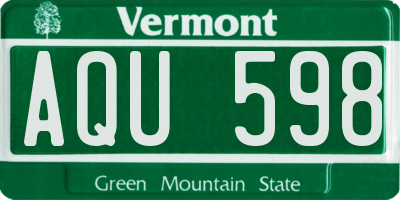 VT license plate AQU598