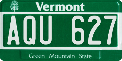 VT license plate AQU627