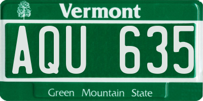 VT license plate AQU635