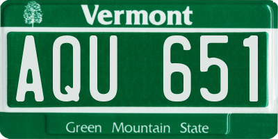 VT license plate AQU651