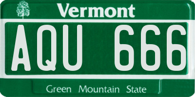 VT license plate AQU666