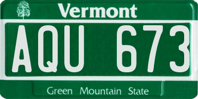 VT license plate AQU673