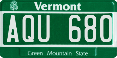 VT license plate AQU680