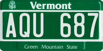 VT license plate AQU687