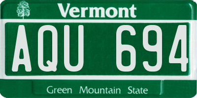 VT license plate AQU694