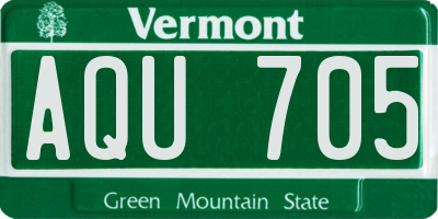 VT license plate AQU705