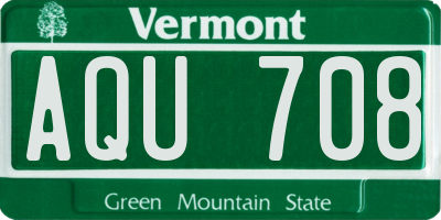 VT license plate AQU708