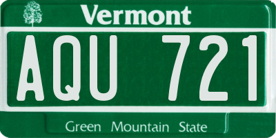 VT license plate AQU721