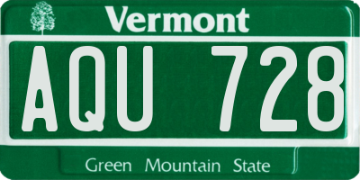 VT license plate AQU728