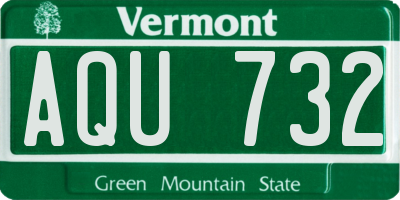 VT license plate AQU732