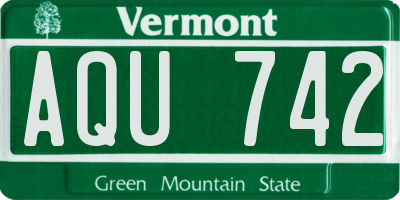 VT license plate AQU742