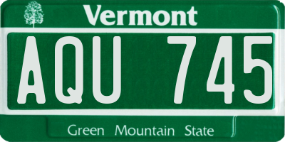 VT license plate AQU745