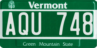 VT license plate AQU748