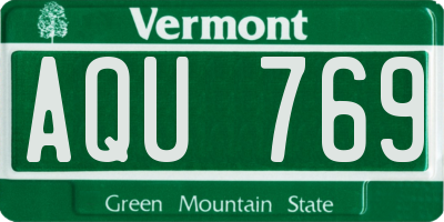 VT license plate AQU769