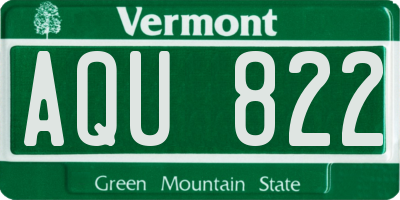 VT license plate AQU822