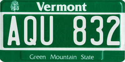 VT license plate AQU832