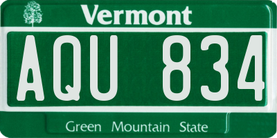 VT license plate AQU834