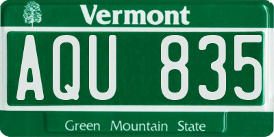 VT license plate AQU835