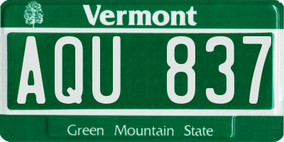 VT license plate AQU837