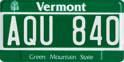 VT license plate AQU840