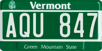VT license plate AQU847