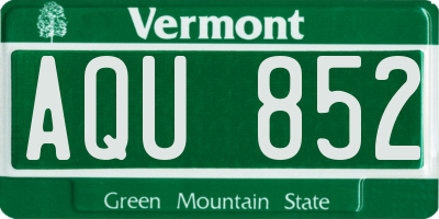 VT license plate AQU852