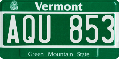 VT license plate AQU853