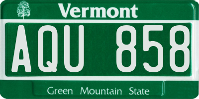 VT license plate AQU858
