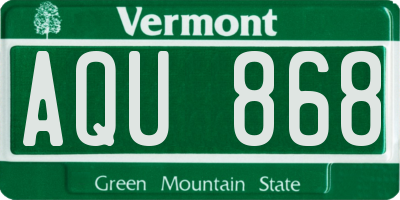 VT license plate AQU868