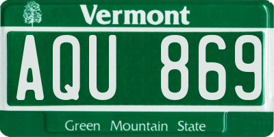 VT license plate AQU869