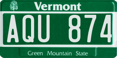 VT license plate AQU874