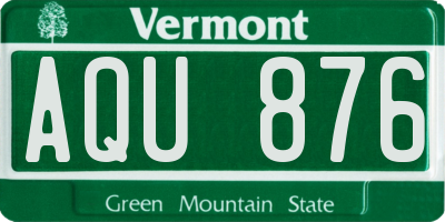 VT license plate AQU876