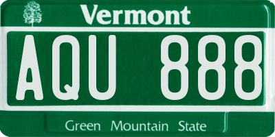 VT license plate AQU888